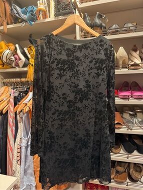 Cupshe Black Floral Burnout Mini Dress